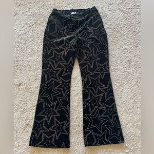Buddy love women’s medium black velvet, gold star high waisted pants EUC